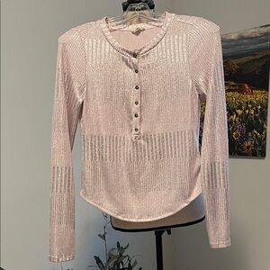 Anthropologie Pilcro Metallic Ribbed Henley